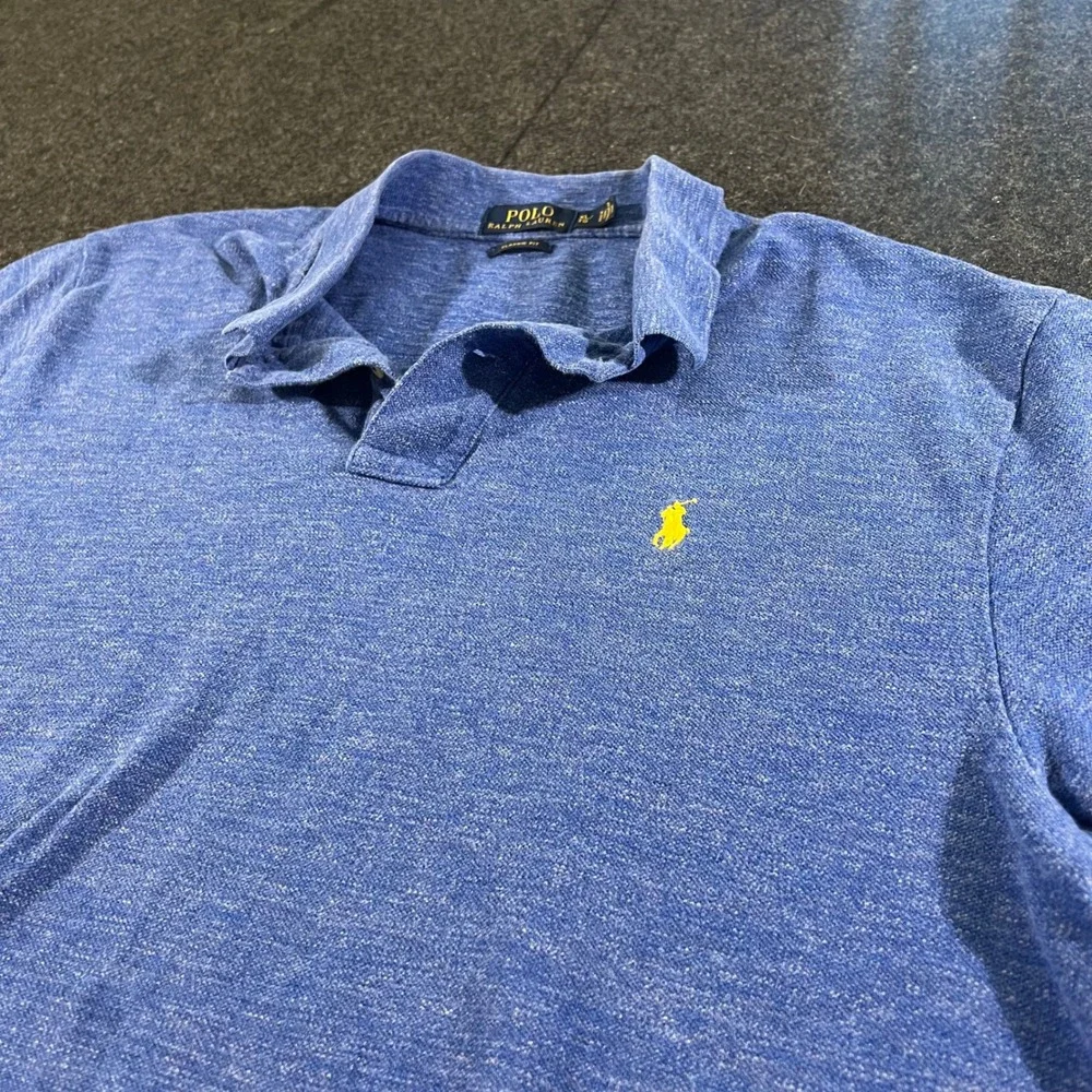 Polo Ralph Lauren Polo Shirt Mens XL Blue Classic Fit Yellow Pony Logo Cotton